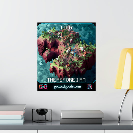 Goated Goods - Minecraft - I dig, therefore I am  - Matte Vertical Poster