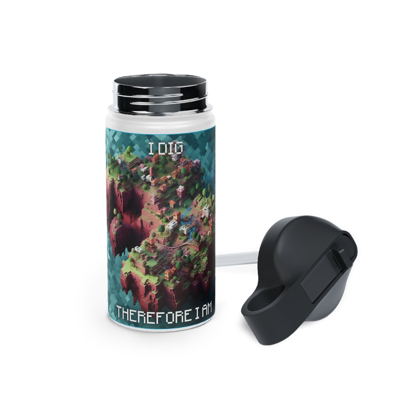 Goated Goods - Minecraft - I dig, therefore I am  - Stainless Steel Water Bottle, Standard Lid