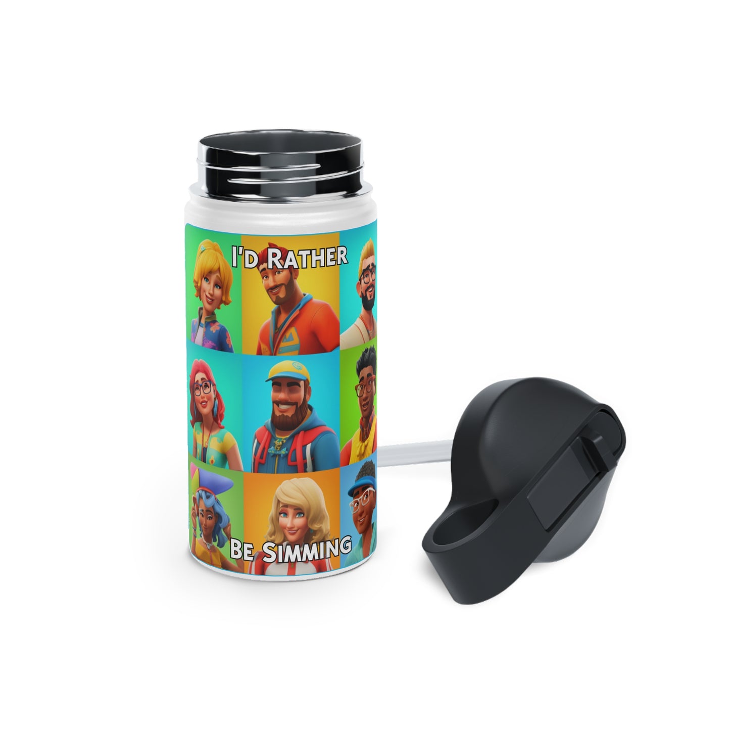 Goated Goods - The Sims - I'd Rather Be Simming  - Stainless Steel Water Bottle, Standard Lid