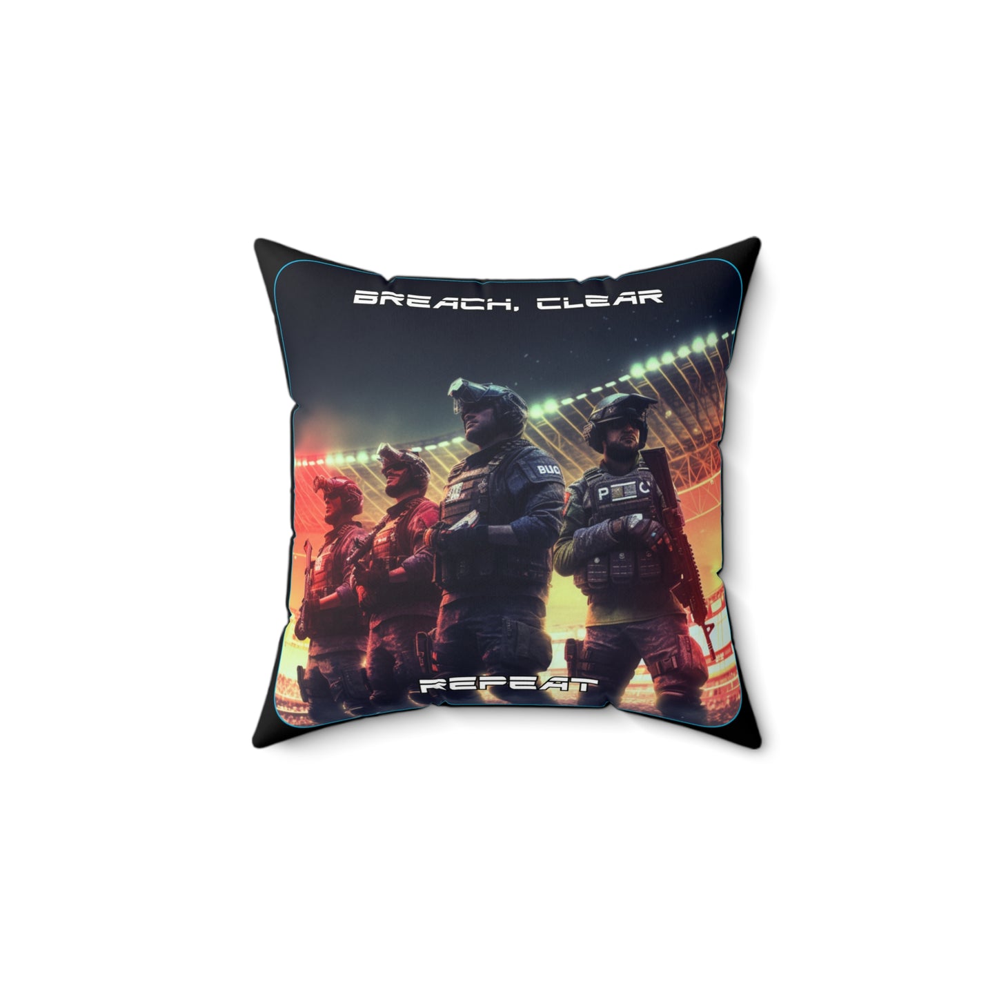 Goated Goods - Rainbow Siege - Breach, Clear, Repeat  - Square Pillow