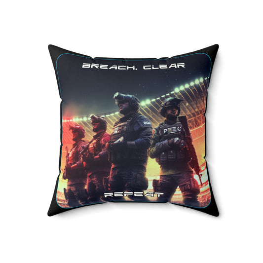 Goated Goods - Rainbow Siege - Breach, Clear, Repeat  - Square Pillow