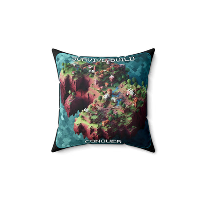 Goated Goods - Minecraft - Survive, Build, Conquer  - Square Pillow