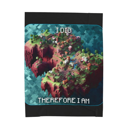 Goated Goods - Minecraft - I dig, therefore I am  - Velveteen Plush Blanket