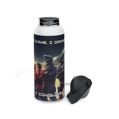 Goated Goods - Rainbow Siege - I came, I droned, I conquered  - Stainless Steel Water Bottle, Standard Lid