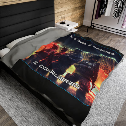 Goated Goods - Rainbow Siege - I came, I droned, I conquered  - Velveteen Plush Blanket