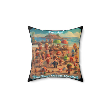 Goated Goods - Animal Xing - Turnips, The real stock market - Square Pillow - 14" × 14" -