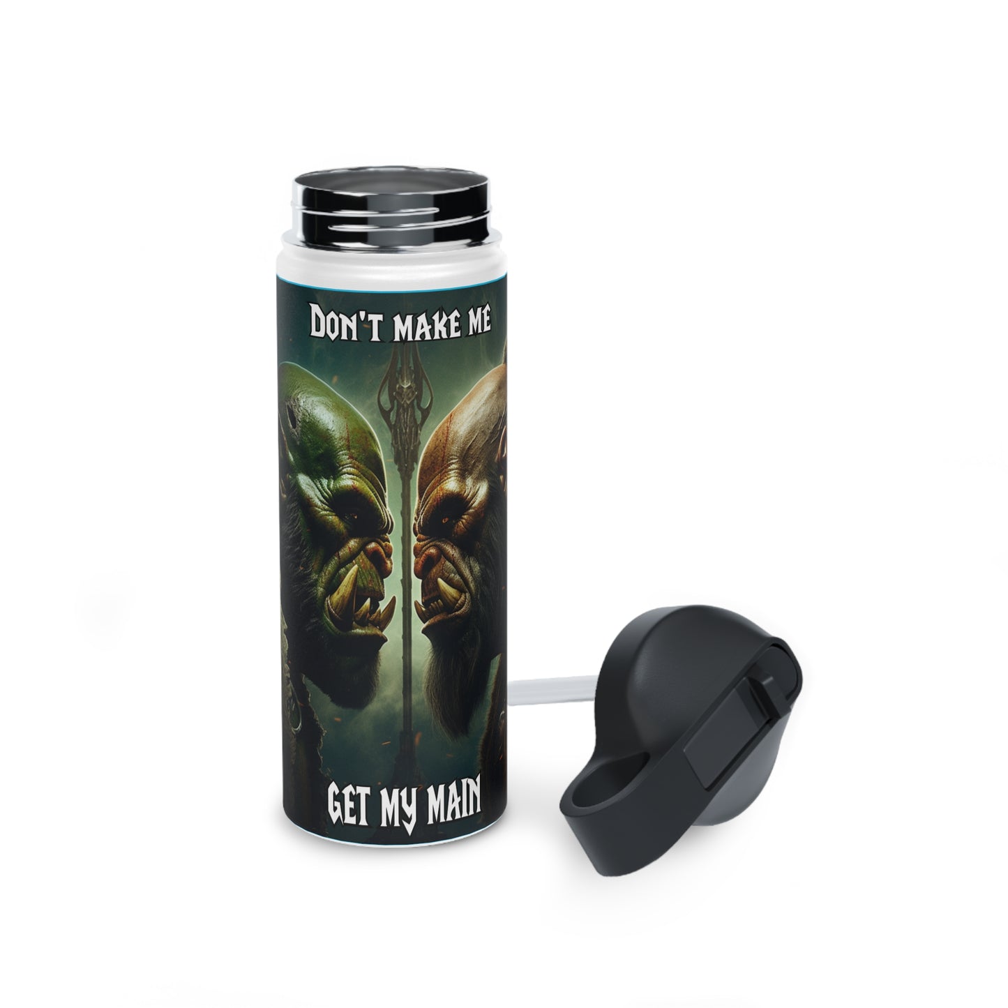 Goated Goods - World of Warcraft - Don't make me get my main  - Stainless Steel Water Bottle, Standard Lid