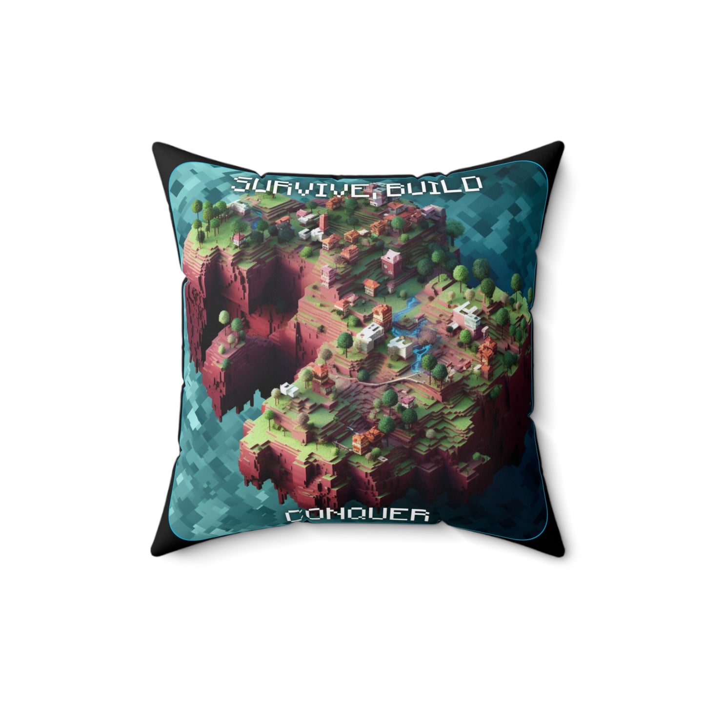 Goated Goods - Minecraft - Survive, Build, Conquer  - Square Pillow