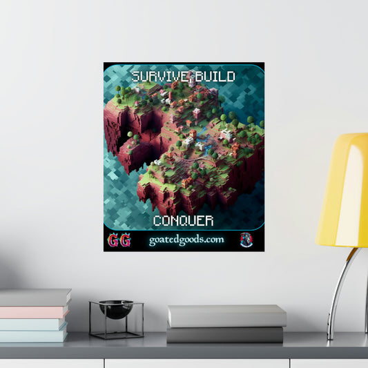 Goated Goods - Minecraft - Survive, Build, Conquer  - Matte Vertical Poster