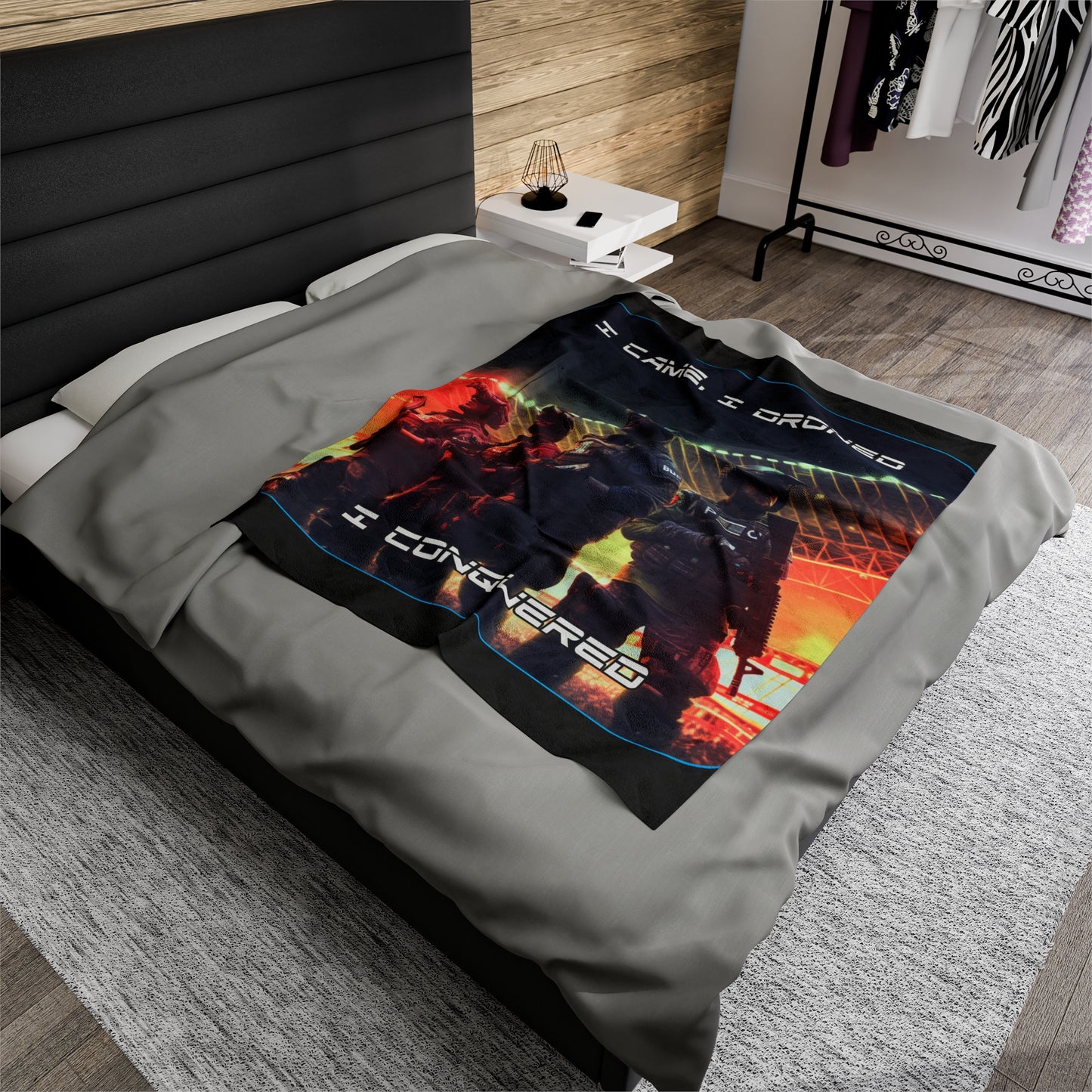 Goated Goods - Rainbow Siege - I came, I droned, I conquered  - Velveteen Plush Blanket