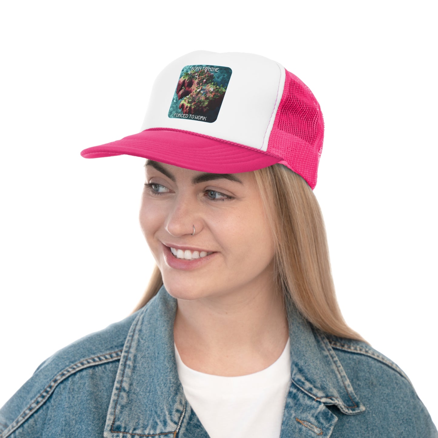 Goated Goods - Minecraft - Born to mine, forced to work  - Trucker Hat