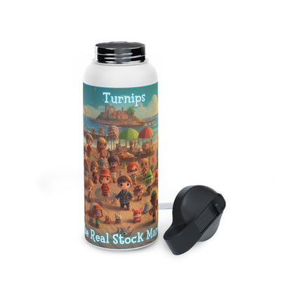 Goated Goods - Animal Xing - Turnips, The real stock market - Stainless Steel Water Bottle, Standard Lid - 32oz - White