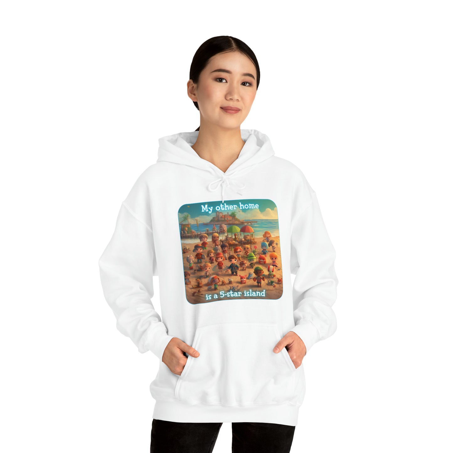 Goated Goods - Animal Xing - My other home is a 5-star island - Unisex Hoodie - White - S