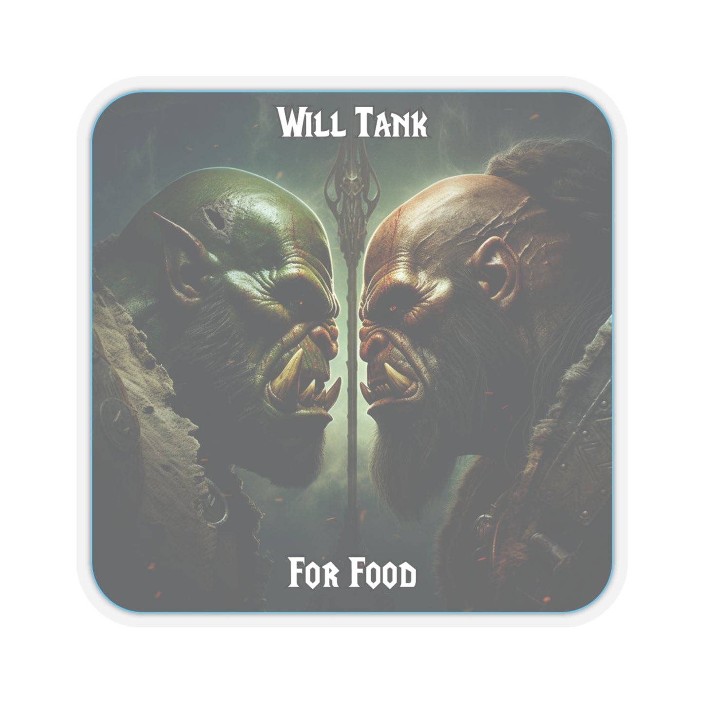 Goated Goods - World of Warcraft - Will tank for food  - Kiss-Cut Transparent Sticker