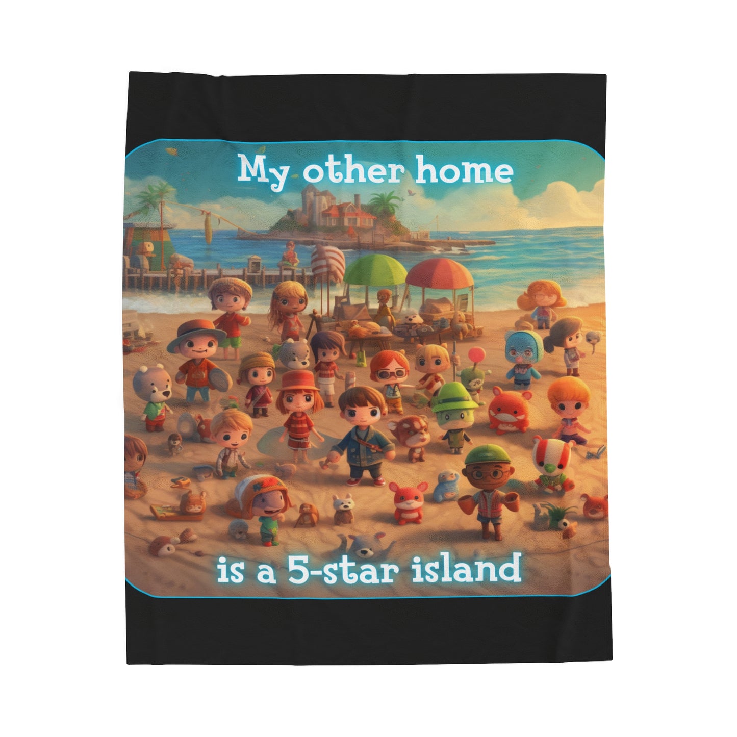 Goated Goods - Animal Xing - My other home is a 5-star island - Velveteen Plush Blanket - 30" × 40" -