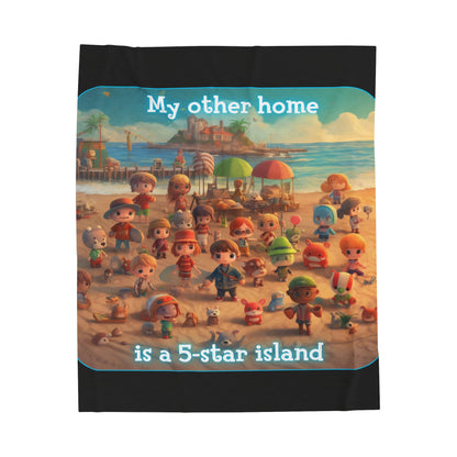 Goated Goods - Animal Xing - My other home is a 5-star island - Velveteen Plush Blanket - 30" × 40" -