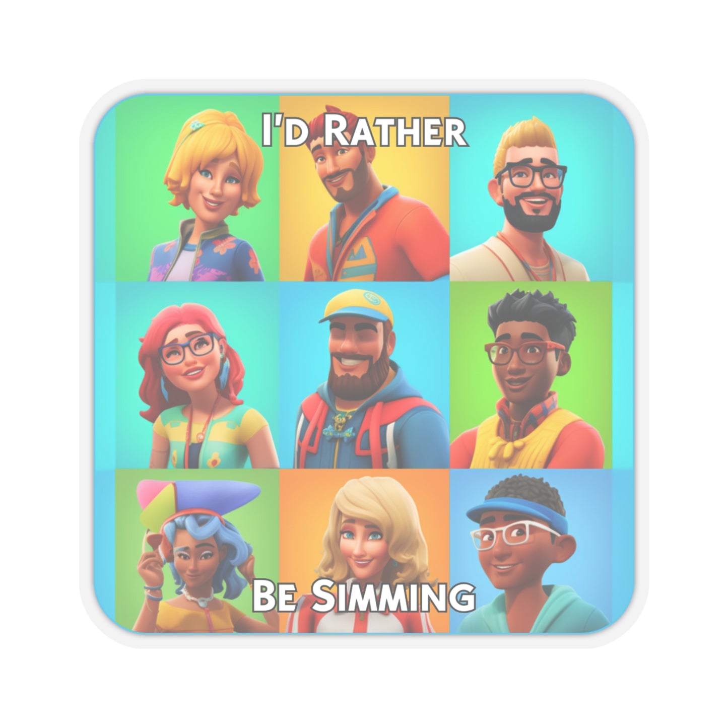 Goated Goods - The Sims - I'd Rather Be Simming  - Kiss-Cut Transparent Sticker