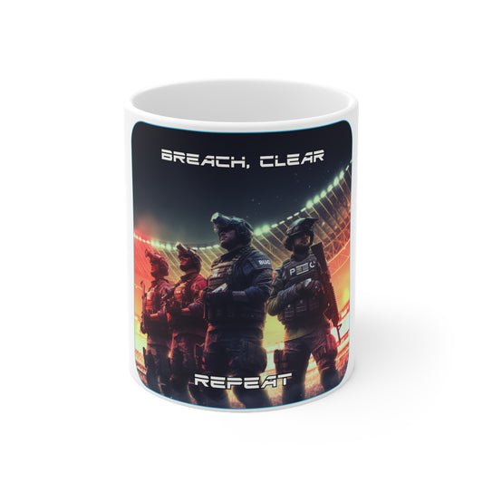 Goated Goods - Rainbow Siege - Breach, Clear, Repeat  - Coffee Mug