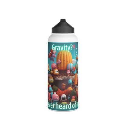 Goated Goods - Fall Guys - Gravity Never heard of her - Stainless Steel Water Bottle, Standard Lid - 32oz - White