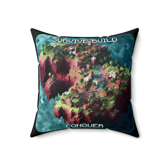 Goated Goods - Minecraft - Survive, Build, Conquer  - Square Pillow