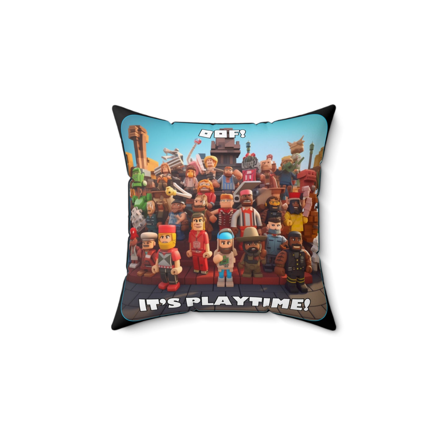 Goated Goods - Roblox - Oof! It's Playtime!  - Square Pillow