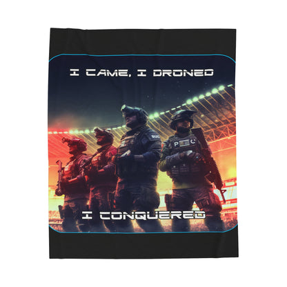 Goated Goods - Rainbow Siege - I came, I droned, I conquered  - Velveteen Plush Blanket