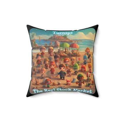 Goated Goods - Animal Xing - Turnips, The real stock market - Square Pillow - 16" × 16" -