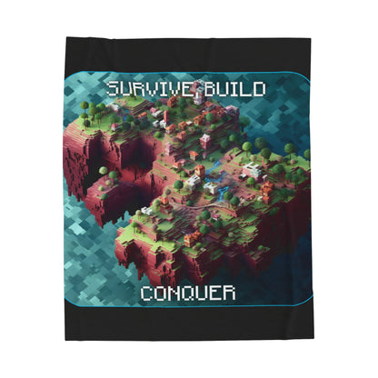 Goated Goods - Minecraft - Survive, Build, Conquer  - Velveteen Plush Blanket