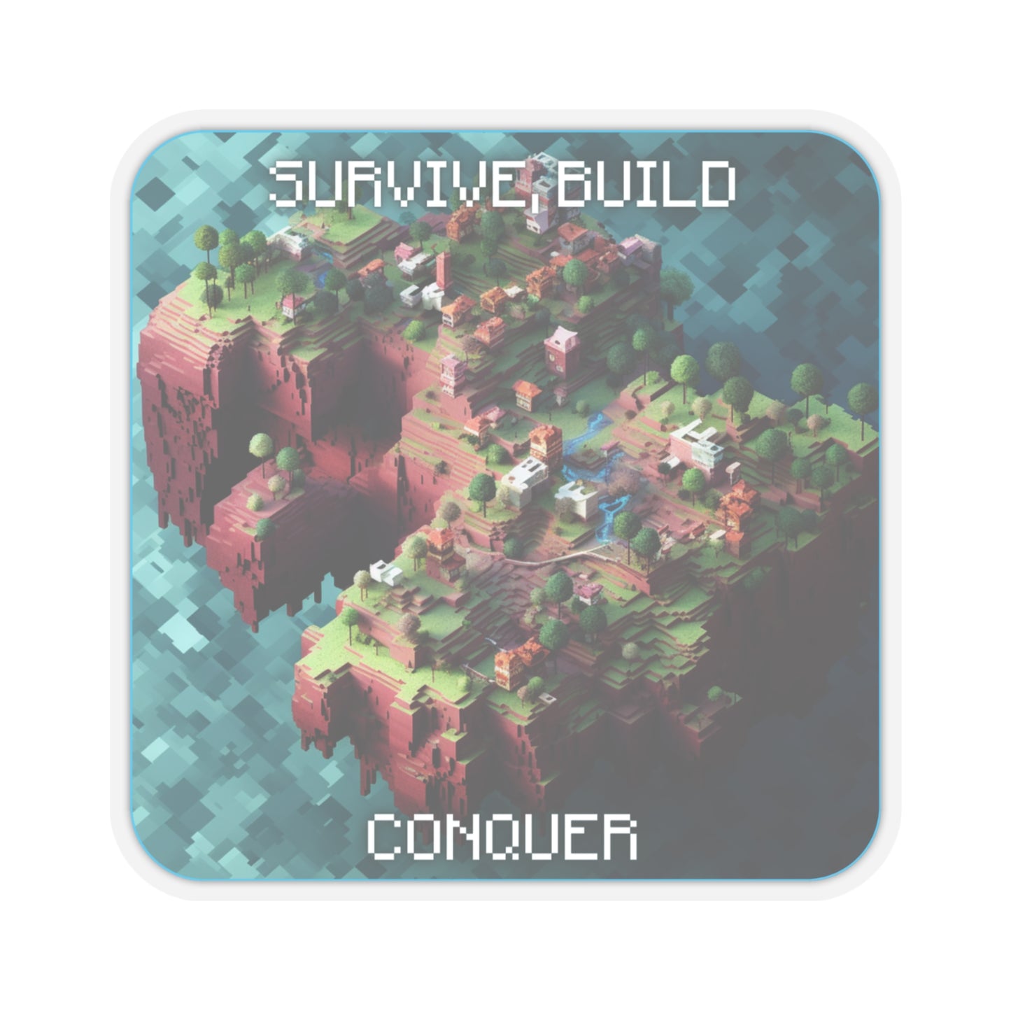 Goated Goods - Minecraft - Survive, Build, Conquer  - Kiss-Cut Transparent Sticker