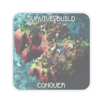 Goated Goods - Minecraft - Survive, Build, Conquer  - Kiss-Cut Transparent Sticker