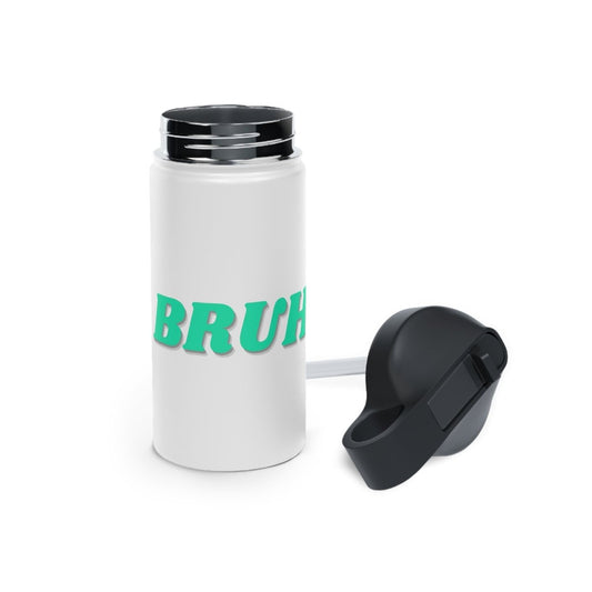 Goated Goods - All Gamers - Bruh - Stainless Steel Water Bottle, Standard Lid - 12oz - White