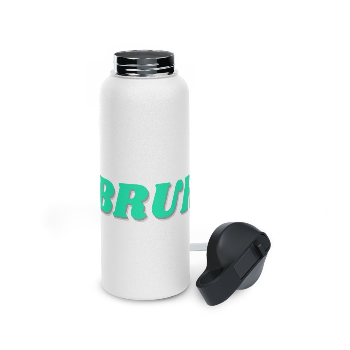 Goated Goods - All Gamers - Bruh - Stainless Steel Water Bottle, Standard Lid - 32oz - White