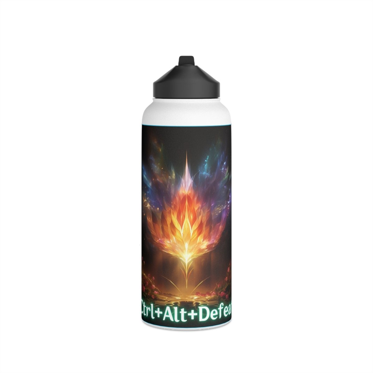 Goated Goods - All Gamers - Ctrl+Alt+Defeat - Stainless Steel Water Bottle, Standard Lid - 32oz - White