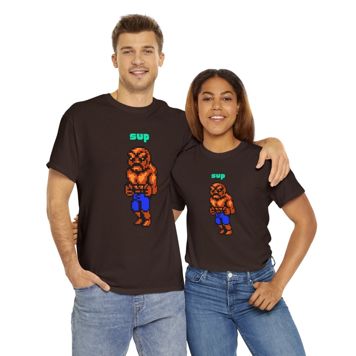 Goated Goods - All Gamers - Double Dragon Abobo Sup - Unisex T-shirt - Dark Chocolate - S