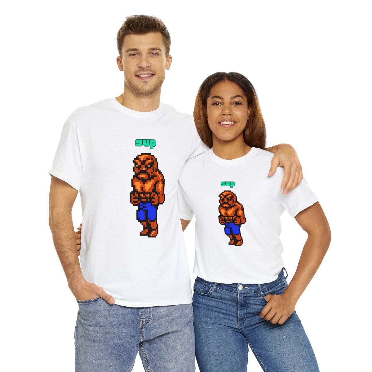 Goated Goods - All Gamers - Double Dragon Abobo Sup - Unisex T-shirt - White - S