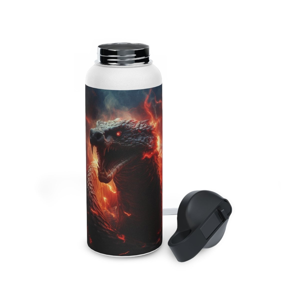 Goated Goods - All Gamers - Dragon Serpent - Stainless Steel Water Bottle, Standard Lid - 32oz - White