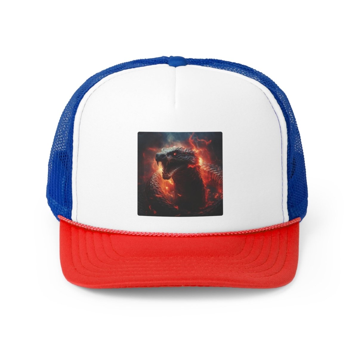 Goated Goods - All Gamers - Dragon Serpent - Trucker Hat - Blue/Red - One size