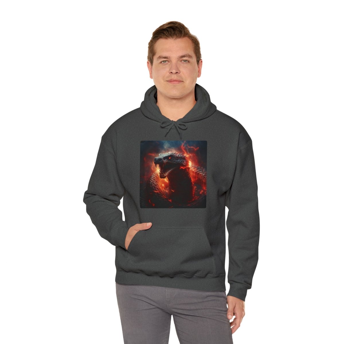 Goated Goods - All Gamers - Dragon Serpent - Unisex Hoodie - Dark Heather - S