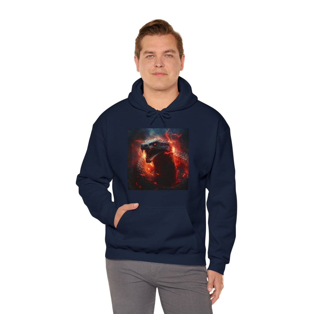 Goated Goods - All Gamers - Dragon Serpent - Unisex Hoodie - Navy - S