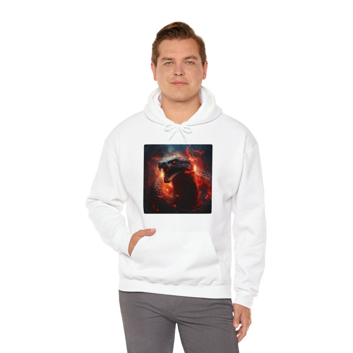 Goated Goods - All Gamers - Dragon Serpent - Unisex Hoodie - White - S