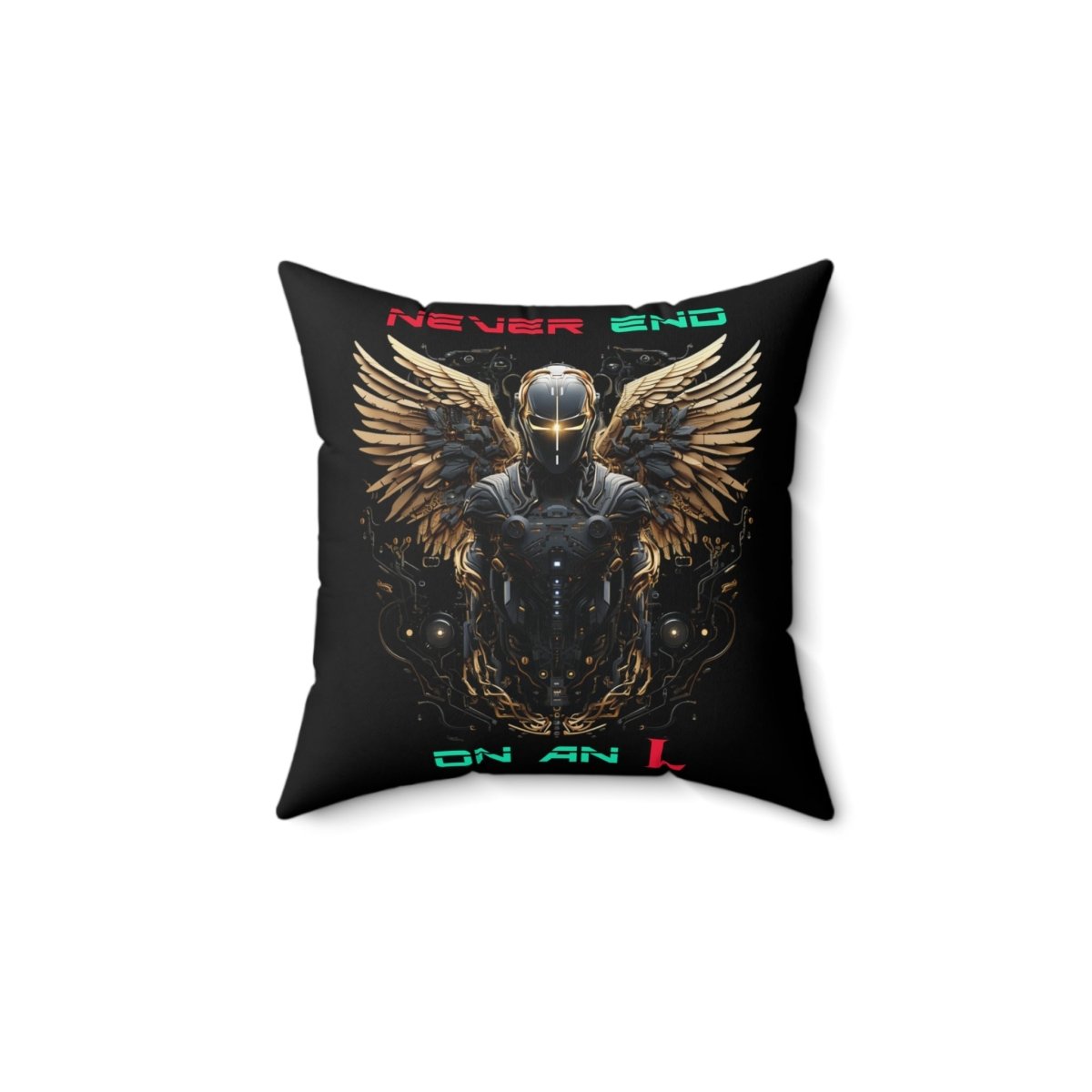 Goated Goods - All Gamers - Never end on an L - Square Pillow - 14" × 14" -