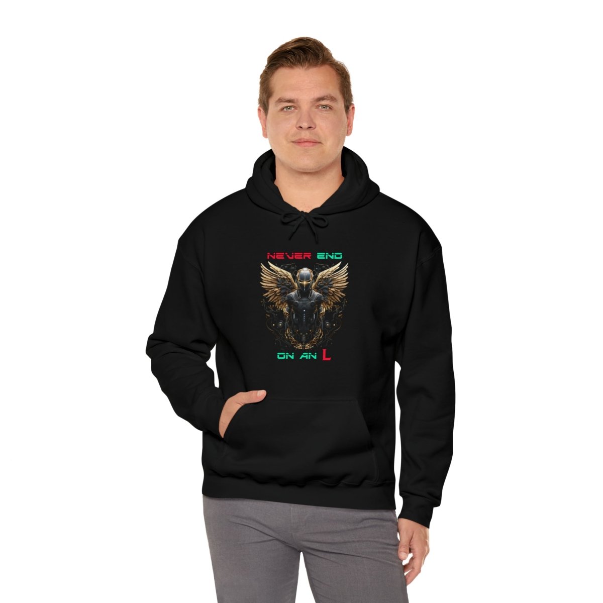 Goated Goods - All Gamers - Never end on an L - Unisex Hoodie - Black - S