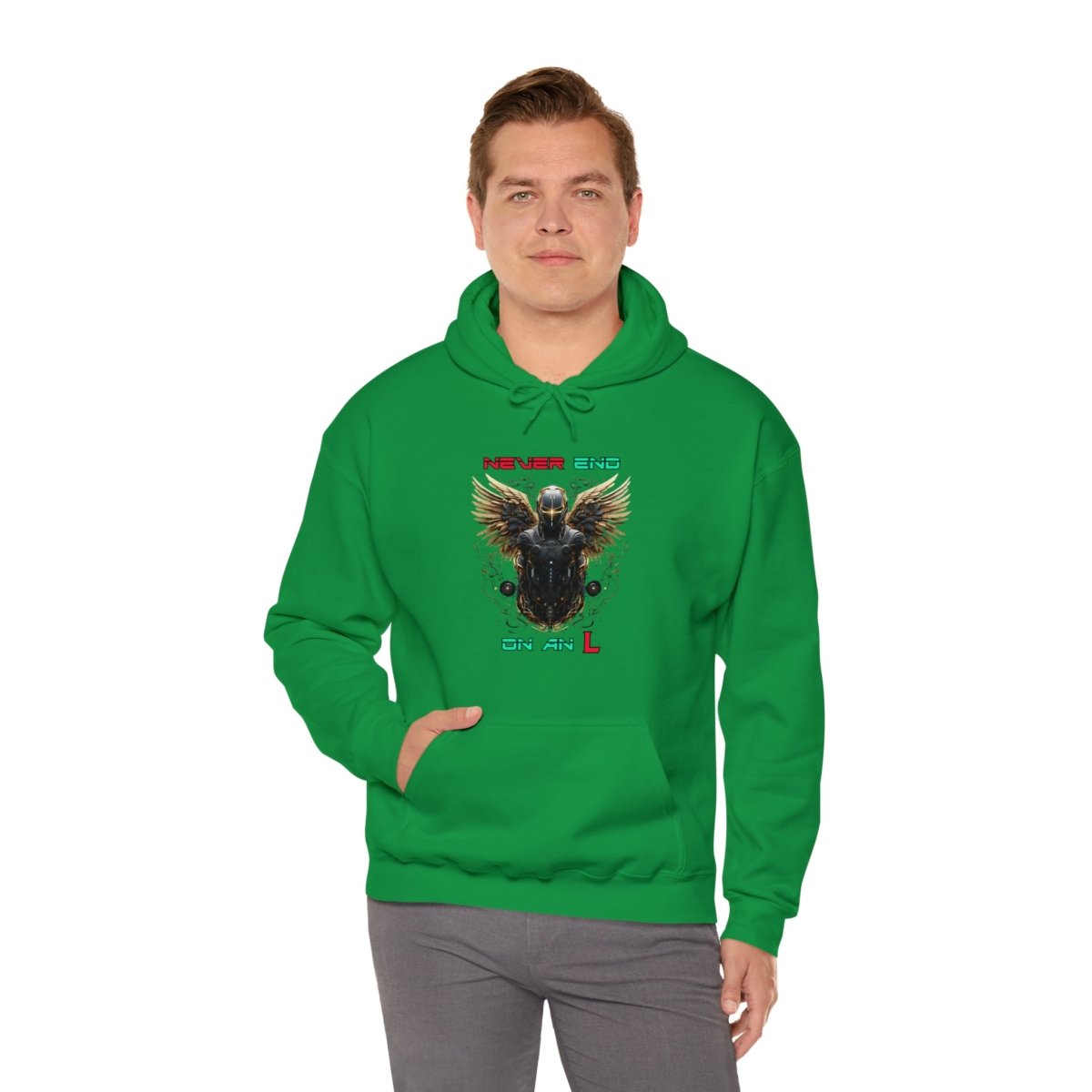 Goated Goods - All Gamers - Never end on an L - Unisex Hoodie - Irish Green - S