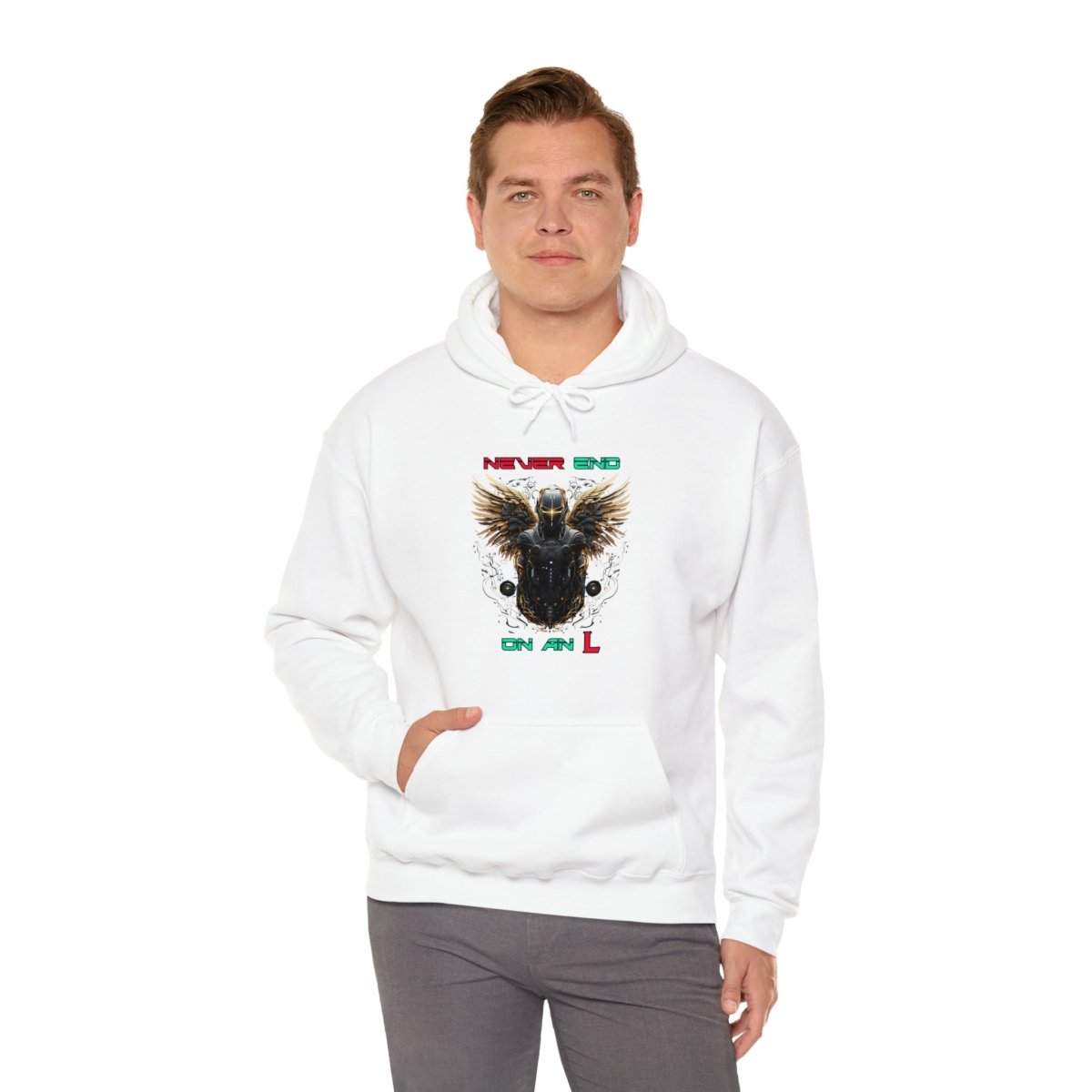 Goated Goods - All Gamers - Never end on an L - Unisex Hoodie - White - S