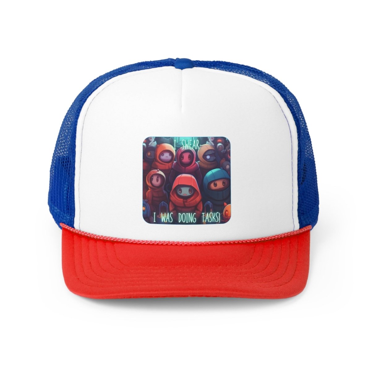 Goated Goods - Among Us - I swear, I was doing tasks! - Trucker Hat - Blue/Red - One size