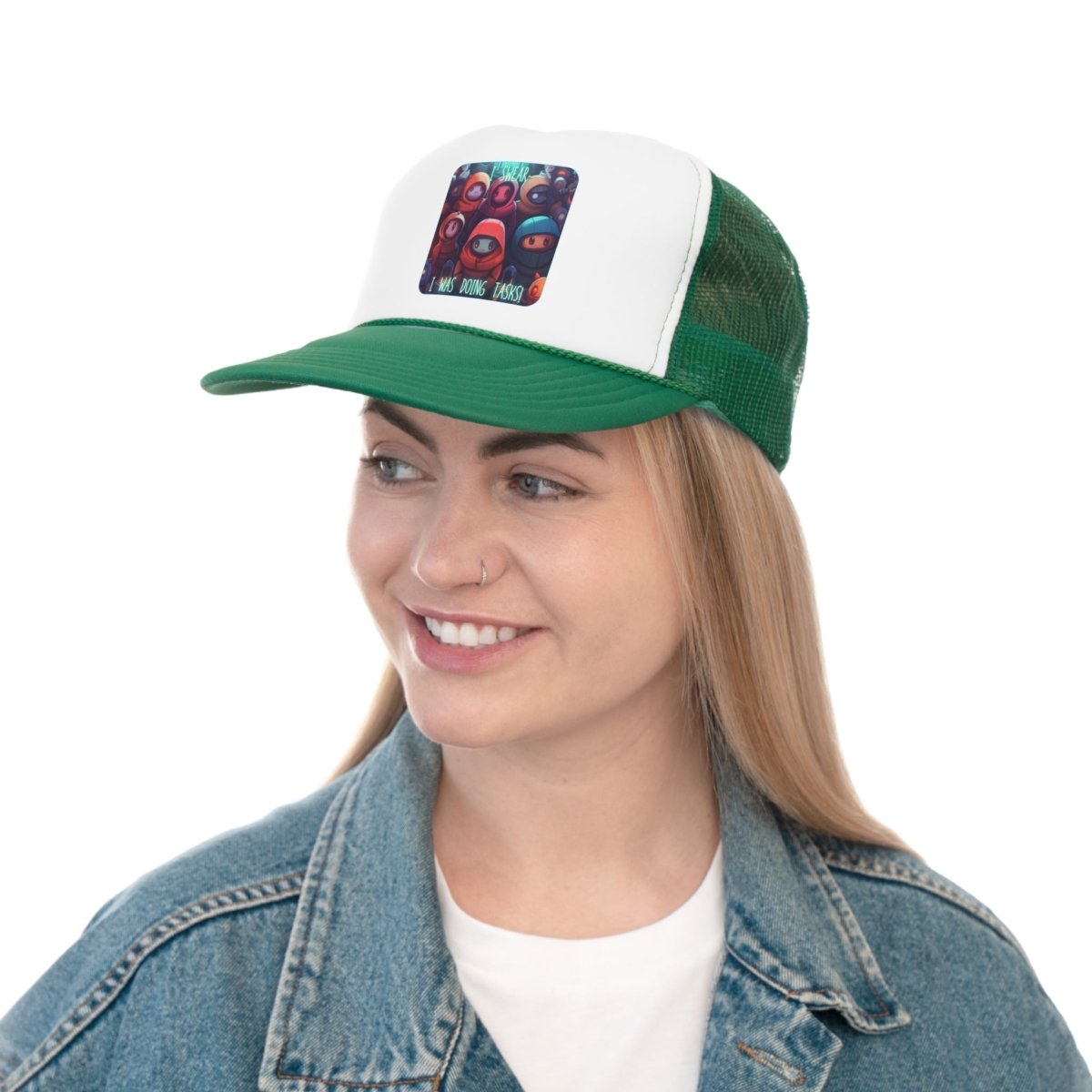 Goated Goods - Among Us - I swear, I was doing tasks! - Trucker Hat - Green - One size