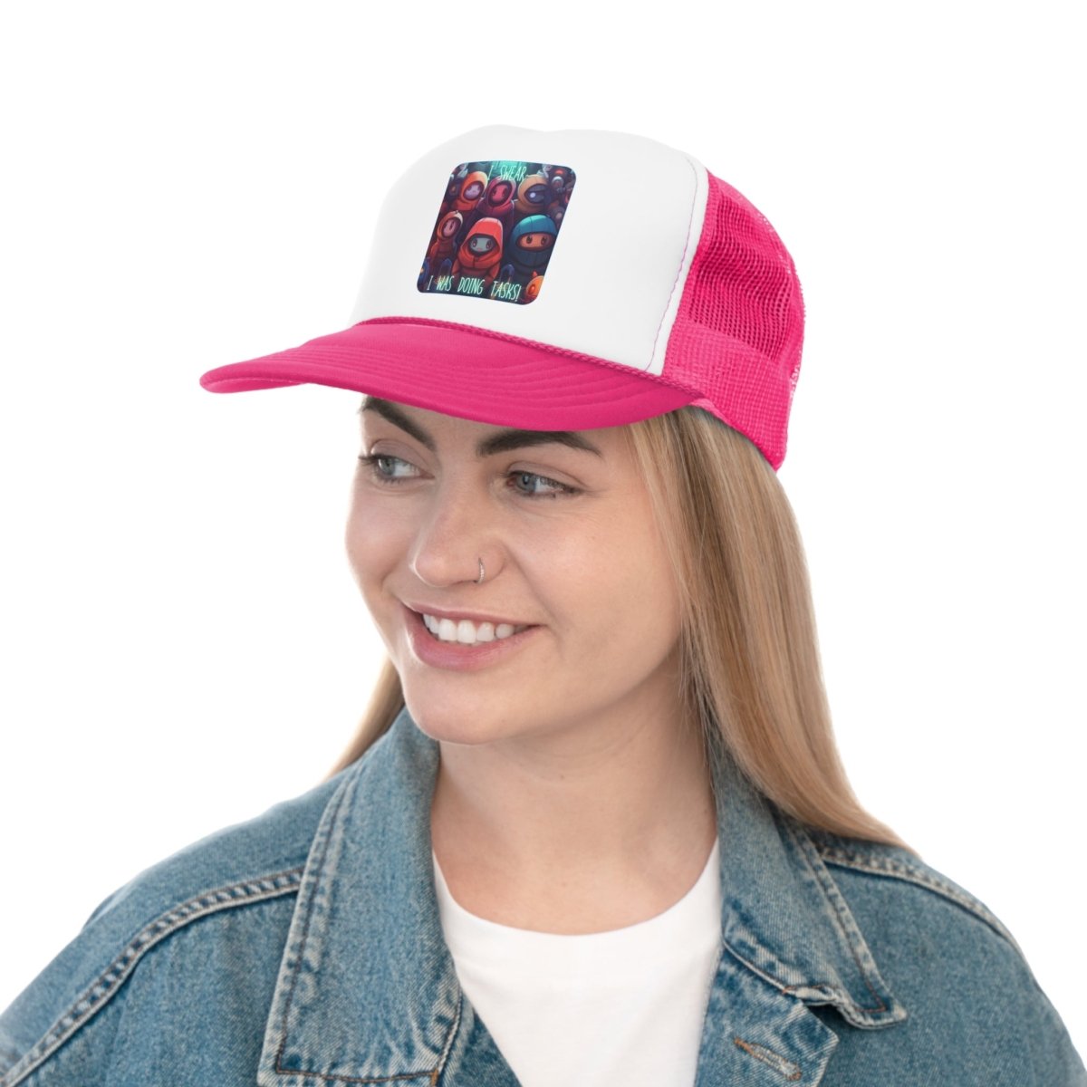 Goated Goods - Among Us - I swear, I was doing tasks! - Trucker Hat - Pink - One size