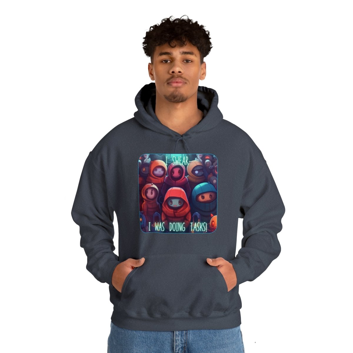 Goated Goods - Among Us - I swear, I was doing tasks! - Unisex Hoodie - Heather Navy - S