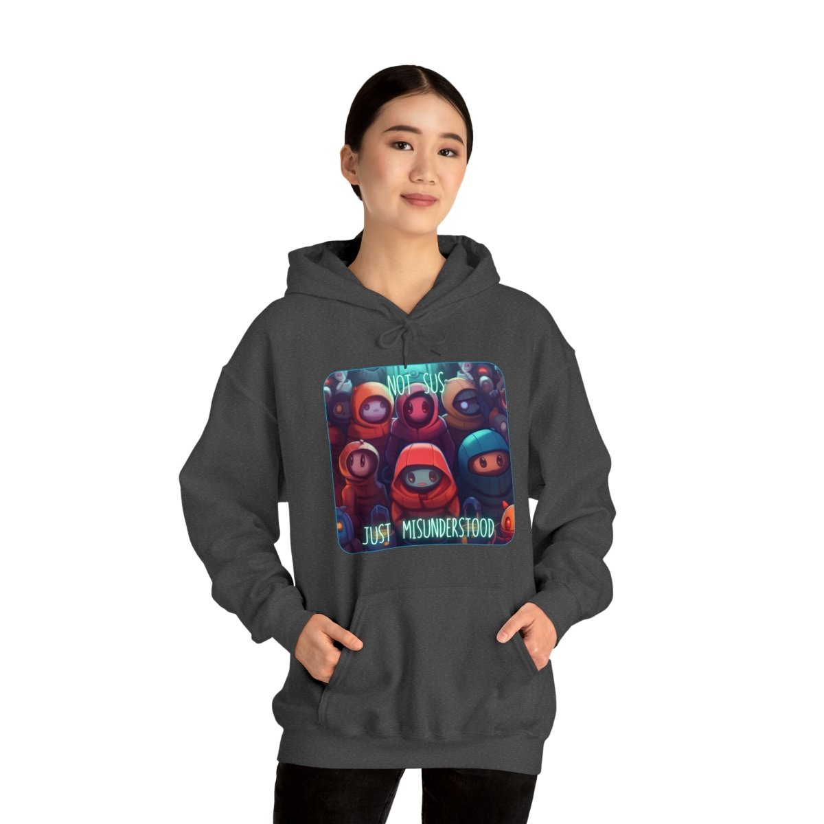 Goated Goods - Among Us - Not Sus - Unisex Hoodie - Dark Heather - S