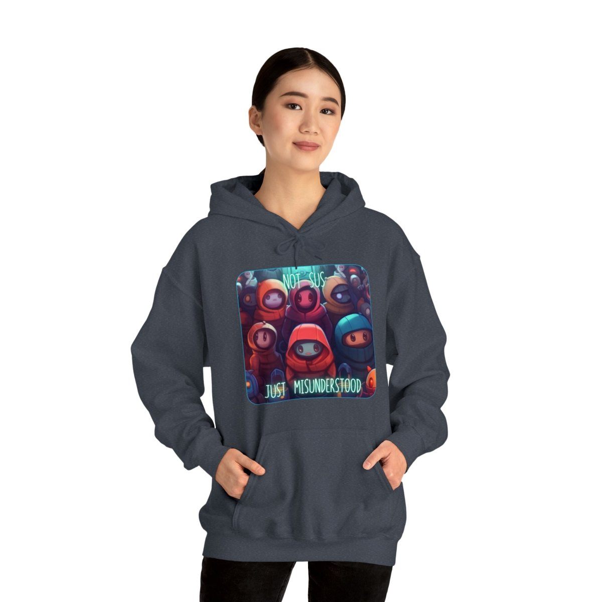 Goated Goods - Among Us - Not Sus - Unisex Hoodie - Heather Navy - S